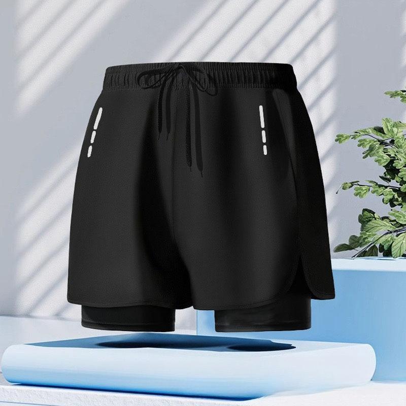 Men's Swim Trunks Quick Dry Loose Fit Double Layer Sports Shorts for Swimming Running