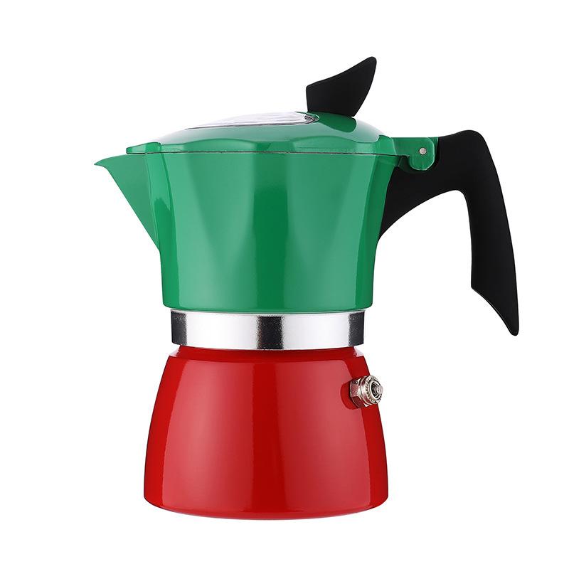 Latest Style Premium Aluminum Double Colors Italian Stove Top Coffee Maker Espresso Moka Pot with Transparent Lid