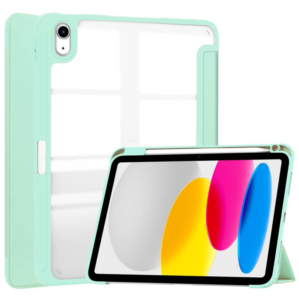 Case for iPad A16 2025 iPad 10th 10.9 with Pencil Holder-[Tri-fold Stand + Auto Wake/Sleep], High-grade Acrylic Case Shockproof