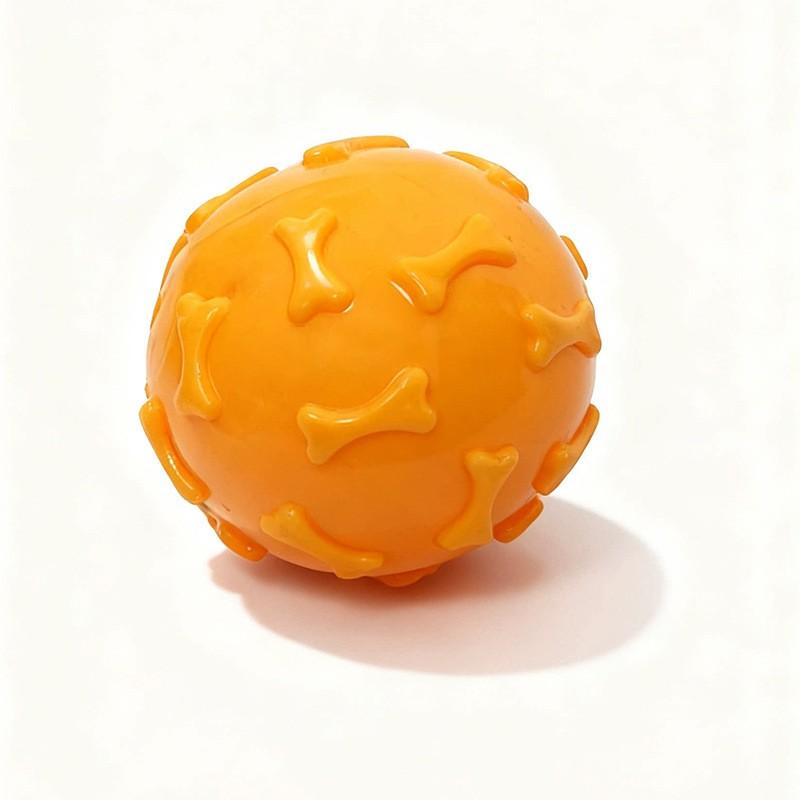 TPR Dog Chew Toy Bone-Shaped Ball With Squeaker Puppies Natural Teething Relief Durable Pet Play Item