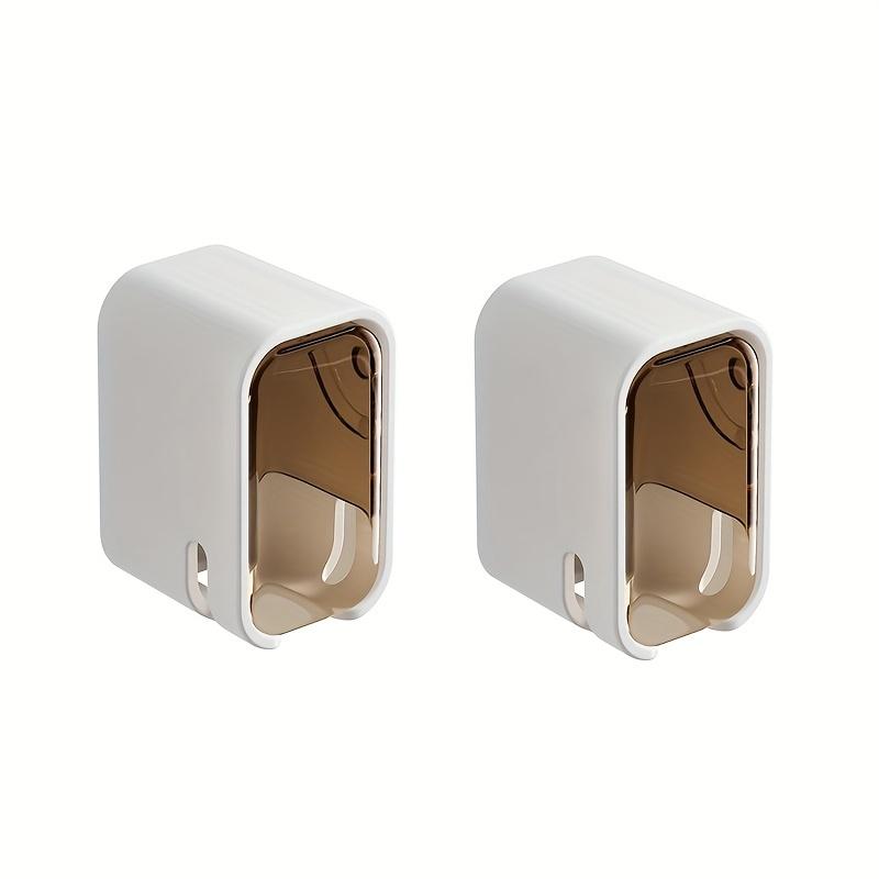 2pcs Wall-Mounted Toothbrush Holders with Covers | No-Drill Installation, Multi-Compartment Organizer for Bathroom Hygiene | Modern Bathroom Accessory