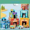 Wooden Traffic Hospital Supermarket Wooden Stacked Building Blocks For Children