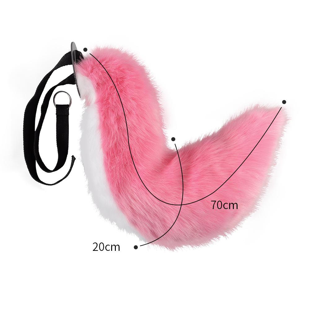 Tamamo no Mae-style, realistic and cute plush animal tail and ear costume for anime conventions, featuring fox ears and a fox tail headband