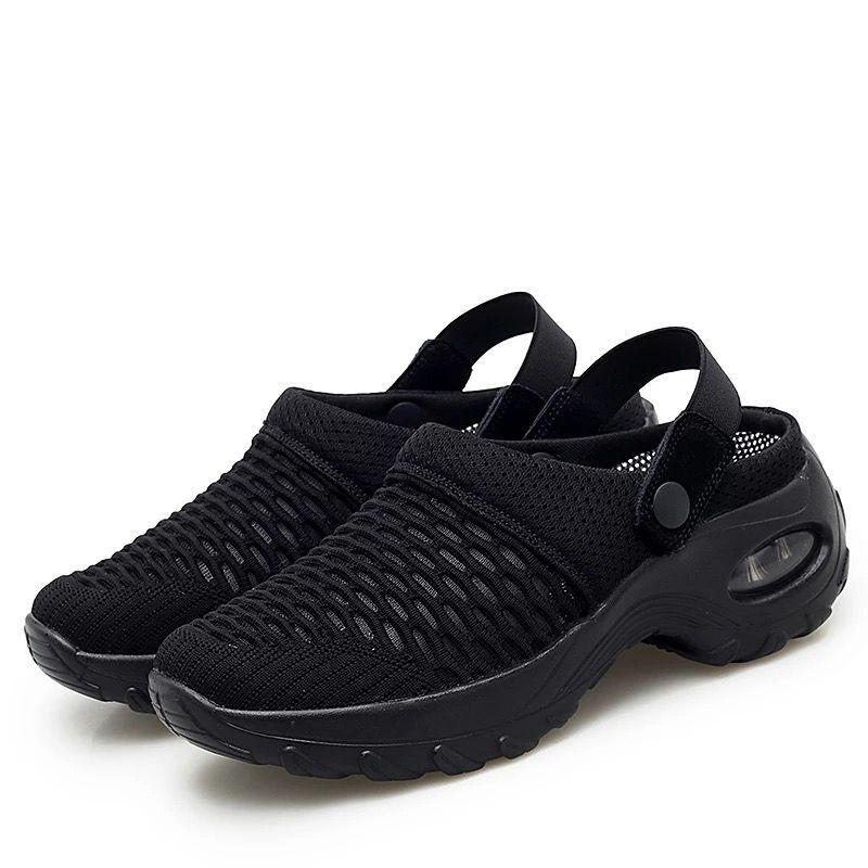 Women's Plus Size Summer Mesh Slip-On Slippers,Rocking Mom Mules Sandals,Reversible Two-Way Wear