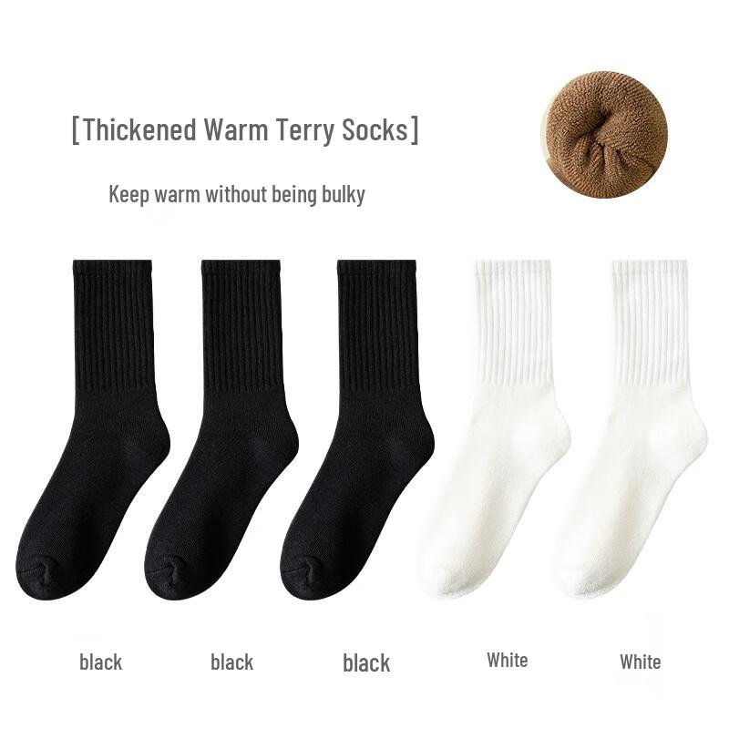 Yuzhaolin Women s Thick Terry Mid-Calf Socks Standard
