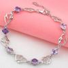 Double Heart Amethyst Bracelet Silver Plated Jewelry Elegant Wrist Accessory for Women