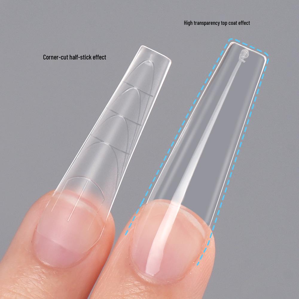 240-Piece Long Matte Traceless Nail Tips with Scale Line - No-Grind, Half-Applied Design