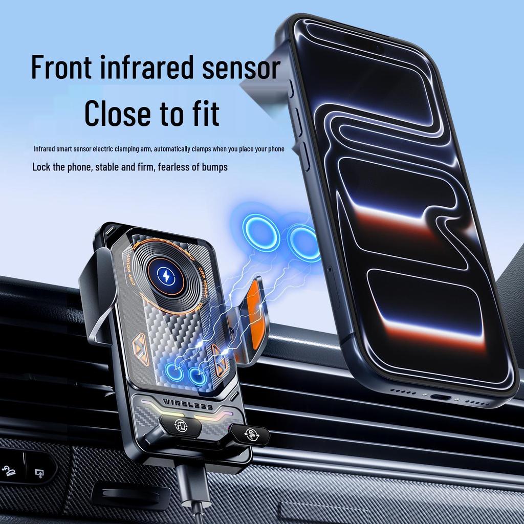15W Auto-Clamping Wireless Charging Phone Holder for Car