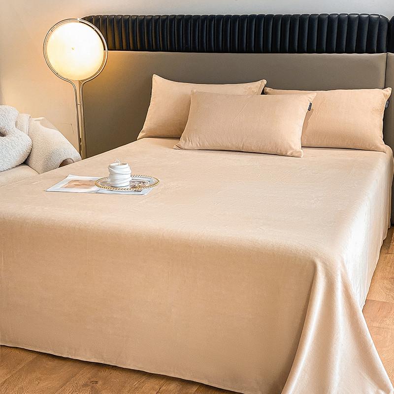 Warm Velvet Flat Sheet Solid Color Autumn Winter Bed Top Sheet 120/160/200/245/270cm Bed Linens for Single Double King Queen Bed