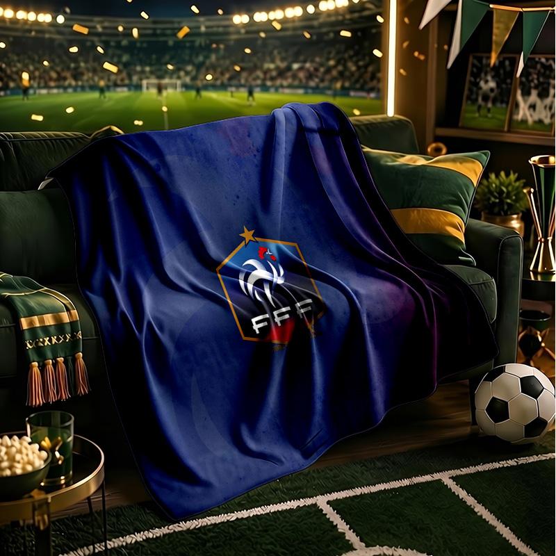 France Football Emblem Throws Blanket Flannel Blankets Plush for Couch Bed Gifts for Men Women Travel picnic blanket Christmas fan gifts