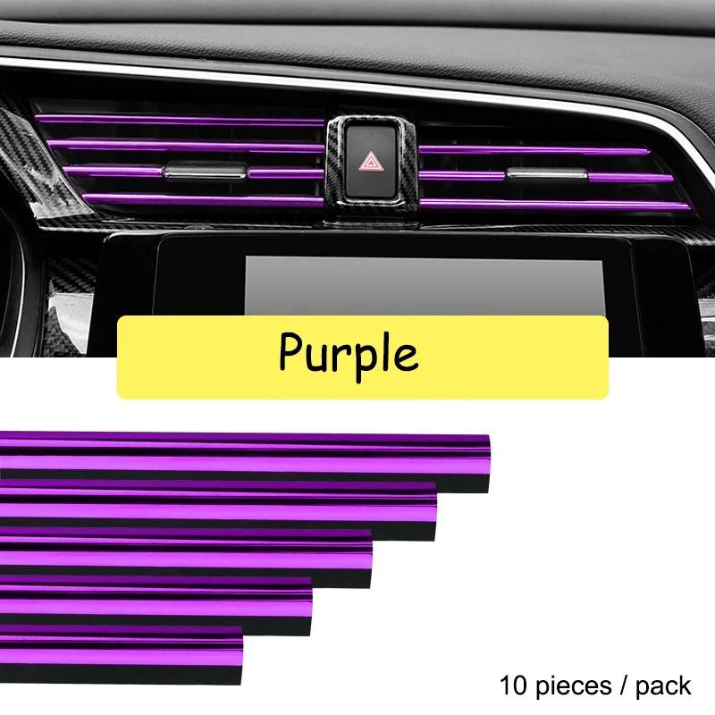 10 Pieces Car-styling Chrome Styling Moulding Car Air Vent Trim Strip Air Conditioner Outlet Grille Decoration U Shape
