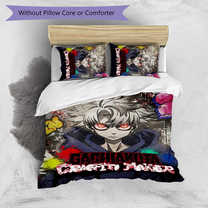 Gachiakuta Printed 3PCS Bedding Set Soft Breathable Duvet Cover Pillowcases Set Washable Bedroom Decor Home Gift