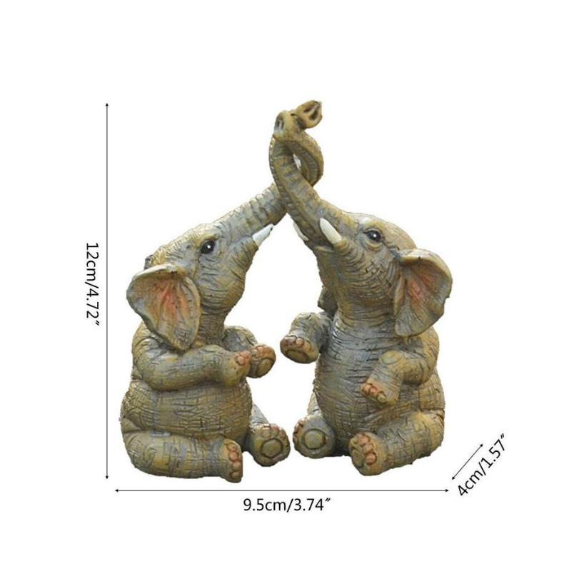 1 Pair Elephant Couple Figurine Elephant Couple Statue Elephant Ornaments For Home Deskpot Cupboard Props Decor Accessories