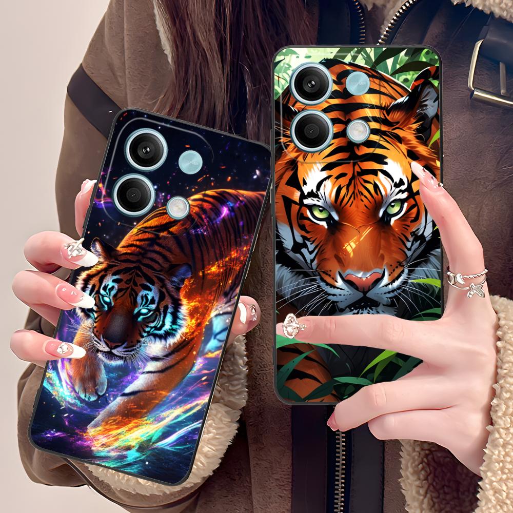 Tiger Neon Mobile Cell Phone Case for POCO M7 M6 M5 M4 M3 X7 X6 X5 X4 X3 Pro GT 5G Colorful Printing Cover Luxury Pretty Cover