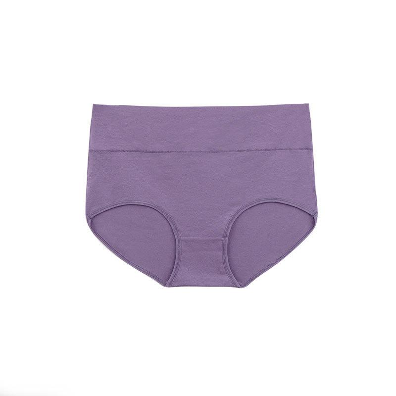 Ladies Spring and Summer Classic Pure Color Cotton Breathable Comfortable High Waist Belly Lift Hip Briefs