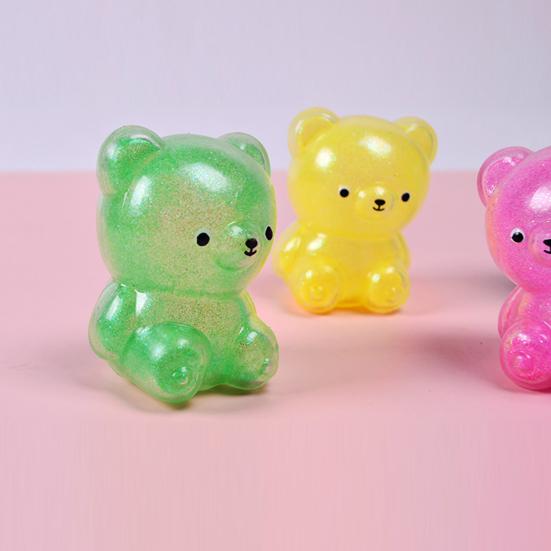 1/4 Stück Cartoon Bär Quetschspielzeug Langsam zurückfedernd Weich TPR Stress Angst Abbau Tragbar Kinder Jugendliche Erwachsene Bunt Tier Squishies Sensorisches Fidget Spielzeug