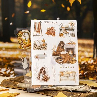 Autumn Invitation Ketchup Girl Large Die-Cut Sticker Book - DIY Collage & Journal Material