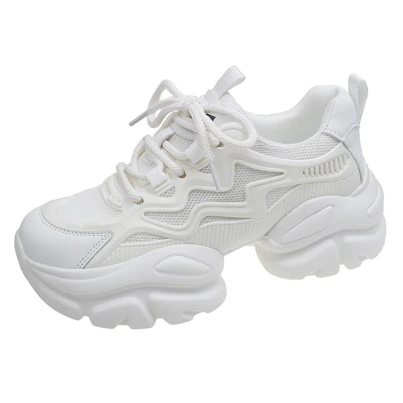 Platform Ladies Classic Luxary Women's Shoes Casual Sneakers Non-slip Chunky Sneakers Mid Heel Pumps Breathable Mesh Shoes