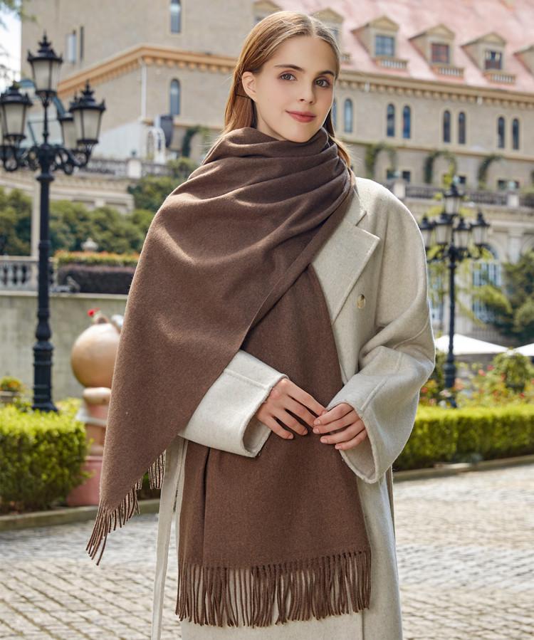 Black Cashmere Wool Scarf - Versatile Winter Shawl for Women and Men, Korean Style, Solid Color