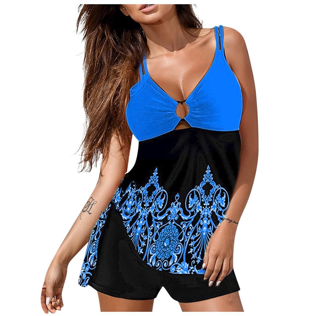 Damen-Badeanzug mit bedrucktem Panel, geteilt, flacher Winkel, großer Dreess-Badeanzug