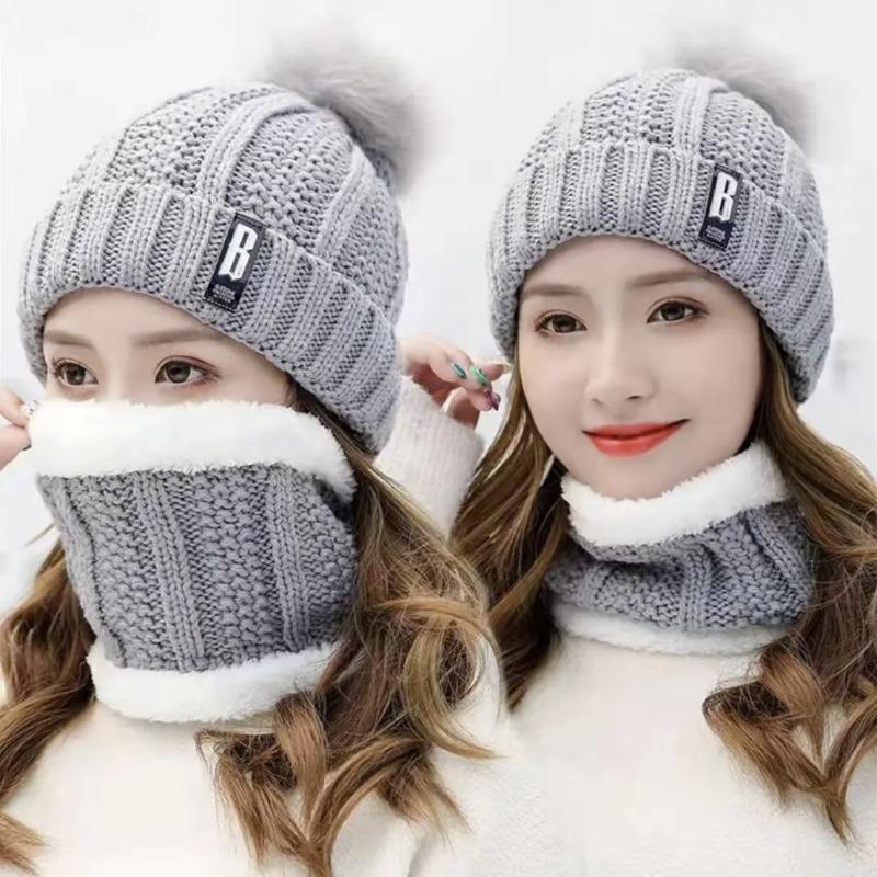 New autumn and winter velvet thickened ear protector wool hat women's cycling cold winter outdoor knitted cotton hat