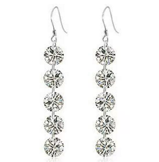 Elegant Korean Style Zirconia Long Tassel Earrings Alloy