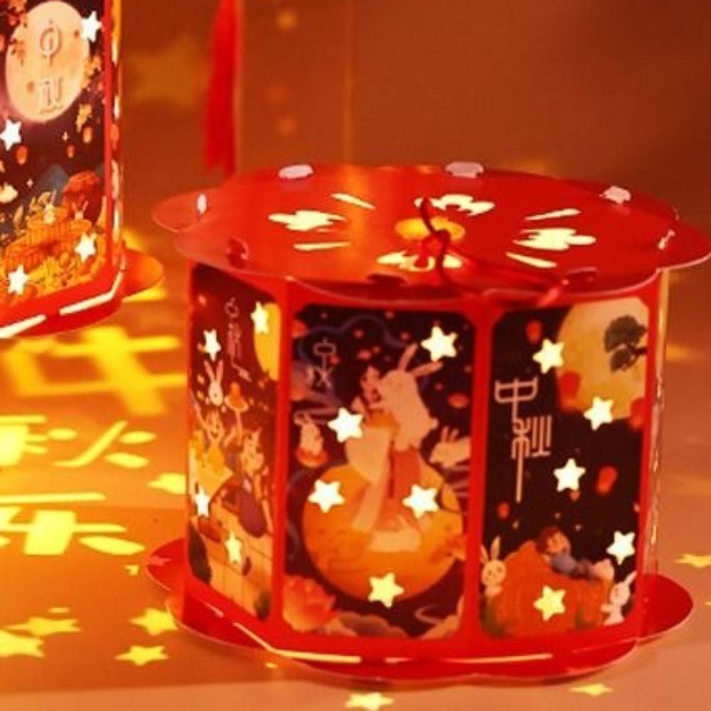 Cartoon Chinese Portable Lantern Traditional Blessing LED Lantern Toys Cultural Handmade Handheld Paper Lamp Mid-Autumn Festival