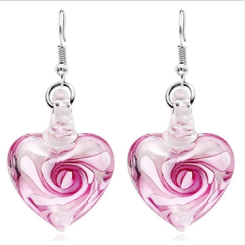 

Женская Модная Бижутерия Романтичные Розы Цветы В Стекле Спиральная Лента Сердце Кулон Ожерелье Инкрустированное Цветным Стеклом Ожерелье-Лента earring розовый