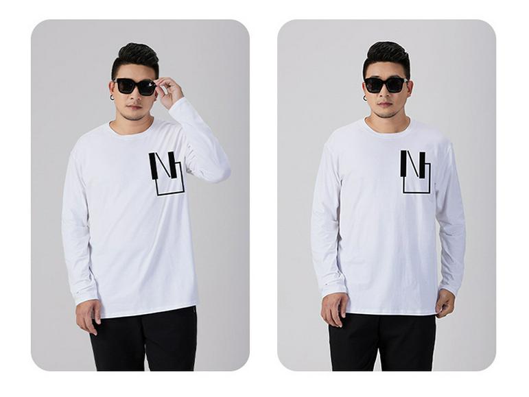 Męski T-shirt z długim rękawem o luźnym kroju w dużym rozmiarze na jesień (300 Jin)