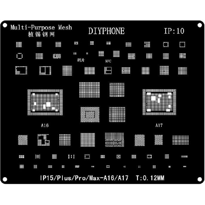 

Черные многофункциональные трафареты для реболлинга BGA, Сетка из паяльной стали, Шаблон для нанесения припоя, Сетка-шаблон для прямого нагрева, Набор сеток для переделки телефона для iPhone 6-15 15 series