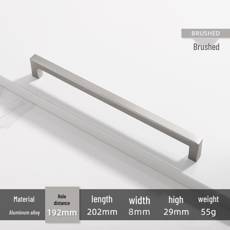 Square Bright Gold & Silver Kitchen Cabinet Handle - Modern Minimalist Black Aluminum Alloy Drawer & Wardrobe Handle