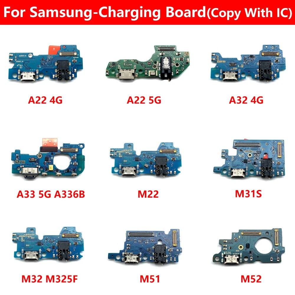 USB Oprava nabíjecího portu Konektor deska + hlavní základní deska Flex kabel pro Samsung A22 A32 4G A33 5G M22 M31S M32 M325F M51 M52