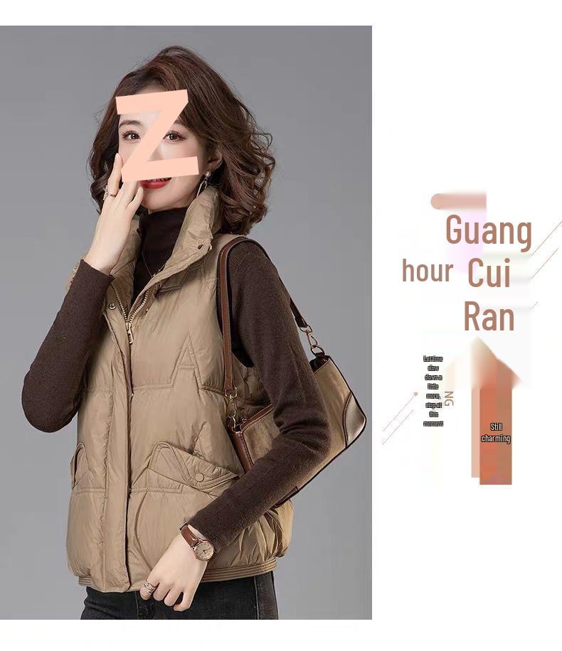 Women's Short White Duck Down Vest - 2025 Autumn/Winter Fashion, Loose and Versatile Sleeveless Outerwear