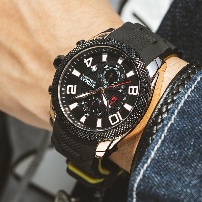 Three Eyes Calendar Watch Quartz Men'S Watch 584