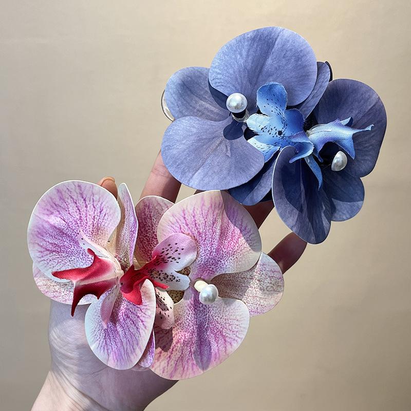 Fabric Pearl Flower Hairpin Spring and Summer Small Fresh and Sweet Duck Bill Clip Back Head Hair Bangs Side Clip Hair Accessories