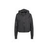 Solid Color Logo Zip-Up Hoodie Women Jackets Black H59070