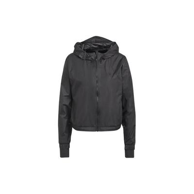 Einfarbiger Logo Reißverschluss Hoodie Damenjacken Schwarz H59070