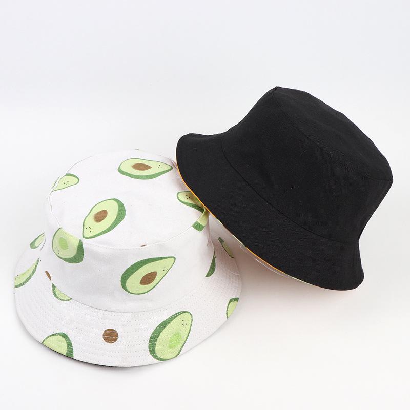 

Reversible Canvas Bucket Hat for Men & Women, Fruit Pattern, Sun Protection, Trendy Spring & Summer Outdoor Wear One Size белый