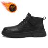 Men's Genuine Leather British Style Short Boots  Mid Top Men's Shoes   Autumn and Winter Men's High Top Leather Shoes