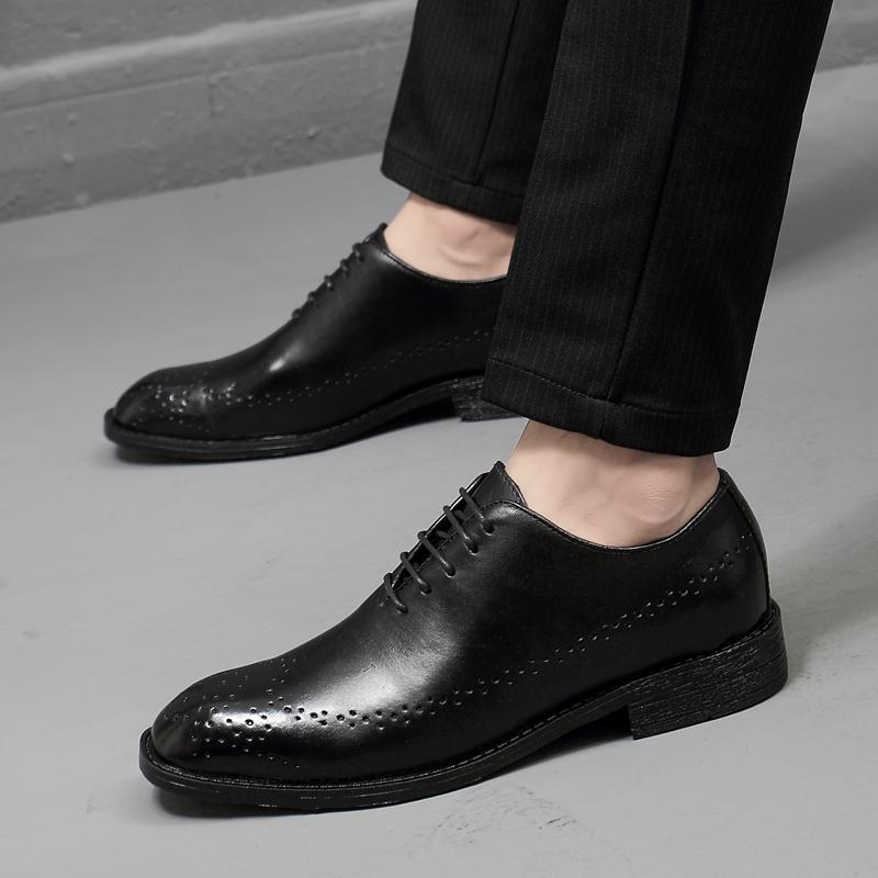 Fashion New Trend Genuine Leather Men's Brogue Shoes High Quality Mens Business Dress Shoes British Style Men Leather Dress Oxfords Shoe