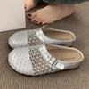 Niche hollow breathable mesh yarn bag head half slippers women summer wear a pedal thick bottom fishing net