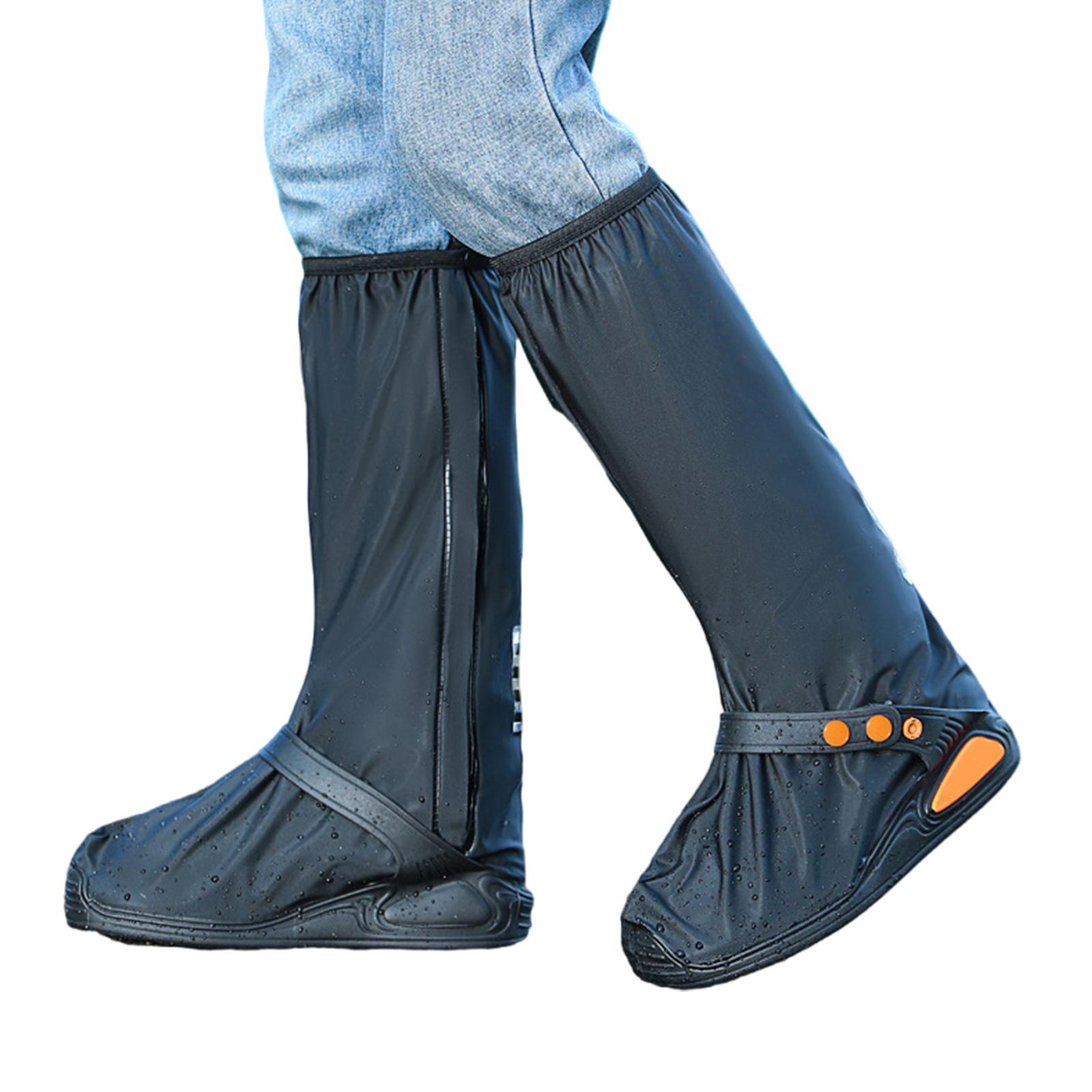 Reusable Boot Cover Nonslip Rain Shoe Cover Rain Gear with Zippers Watertight Folding Rain Snow Watertight Shoe Cover L