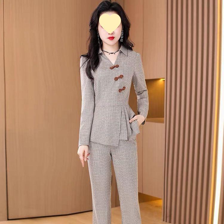 

2025 Chinese Style Women s Two-Piece Casual Frog Button Suit for Spring and Autumn M [90-105 lbs]