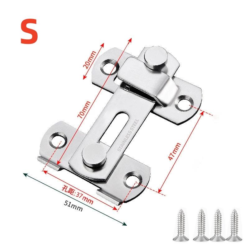 

Розсувна дверна засувка сараю для блокування Розсувні дверні замки під прямим кутом 90/180 градусів Засув воріт Винна шафа Заглушка віконного дверного замка S срібний