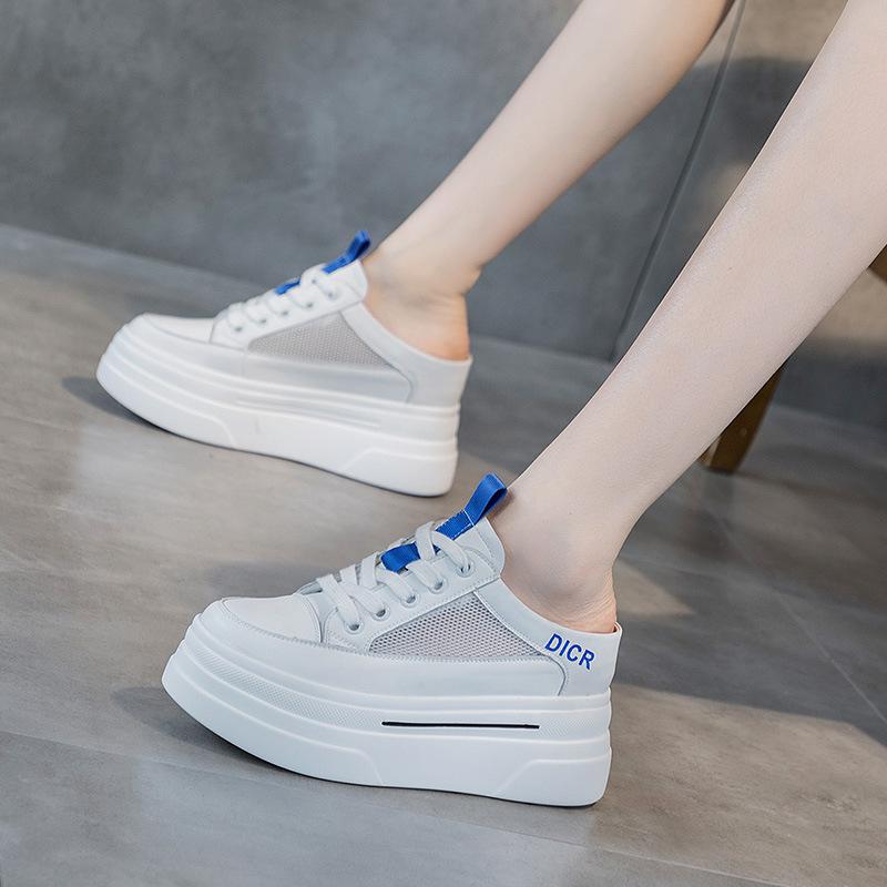 Slippers Women's Half Tray Fashion Outer Wear 2025 Spring and Summer New Casual Thick-soled Bag Head Lazy Sandals Inner Height-increasing Women's Sho