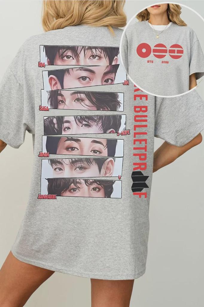 BTS We Are Bulletproof Tour 2026 Tričko RM Jin Suga Jhope Jimin Jungkook Oversized Y2k Krátký rukáv Harajuku Dámské oblečení