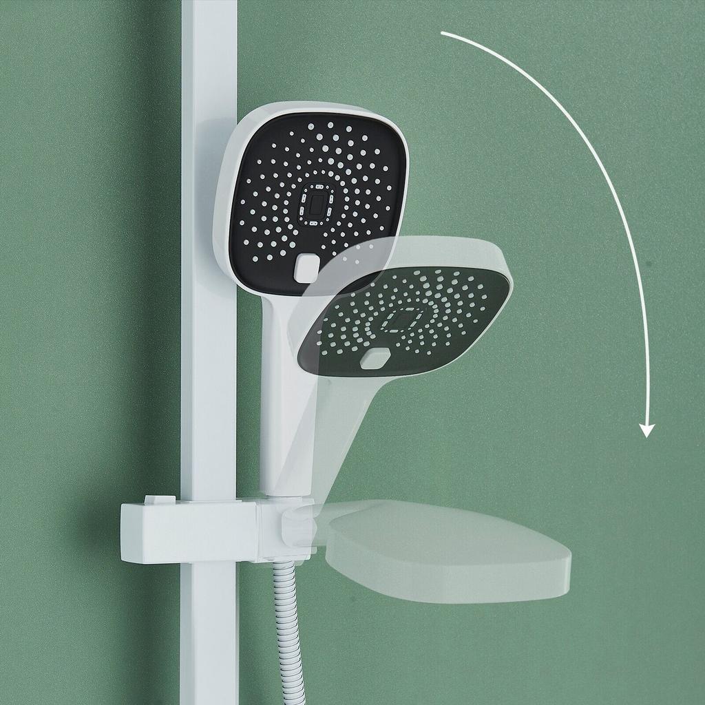 Ensemble système de robinet de douche, laiton carré noir mat