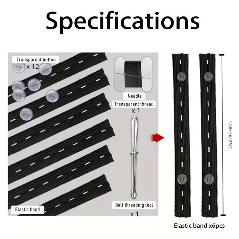 6 шт. Эластичная резинка Мужской и женский регулируемый обтягивающий пояс - Бесшовный регулятор пуговиц для брюк