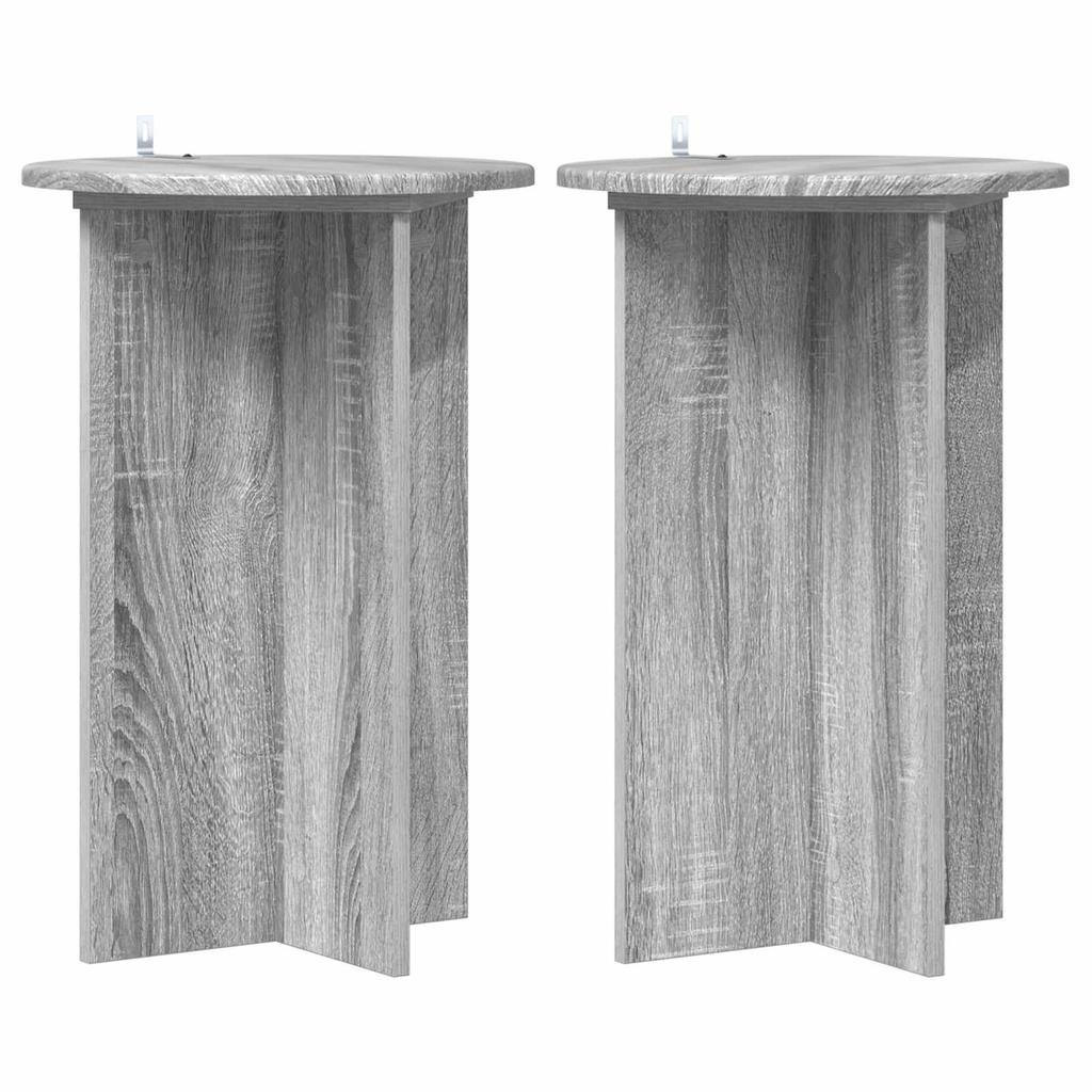 Plant Stand Set of 2 Grey Sonoma Finish Ø40 x 60 cm Engineered Wood