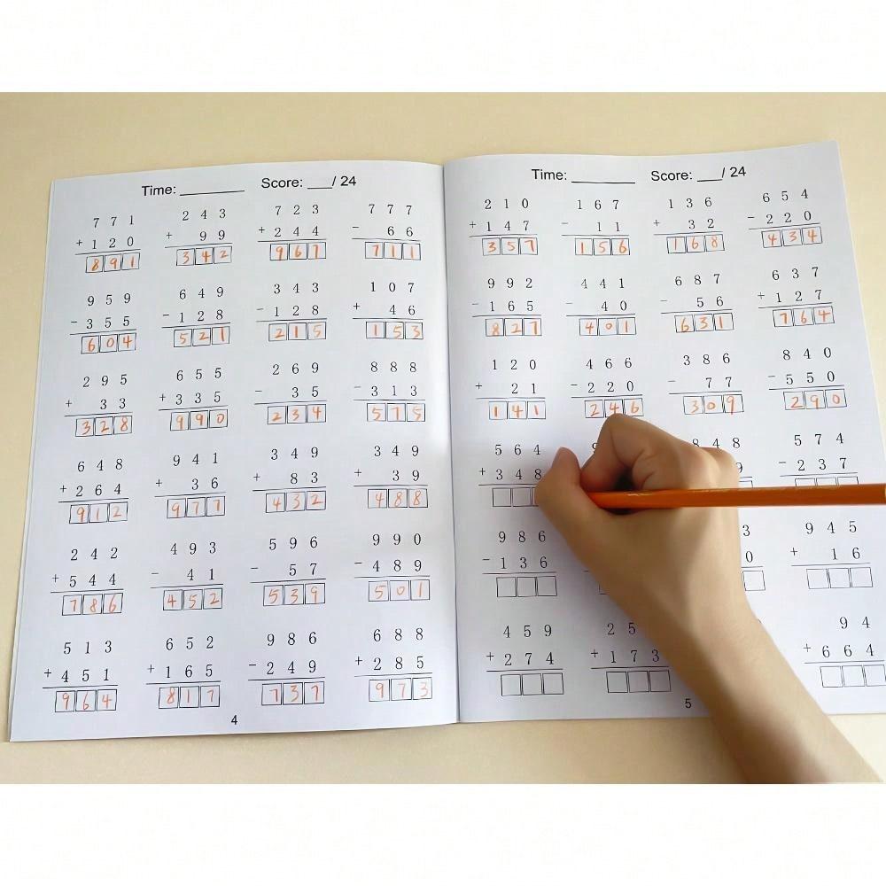 Essential skills workbook for grades 1 4 math focus on addition and subtraction up to 1000